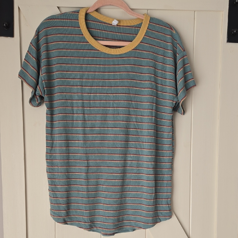 Wishlist Striped Tee with Mustard Neckline